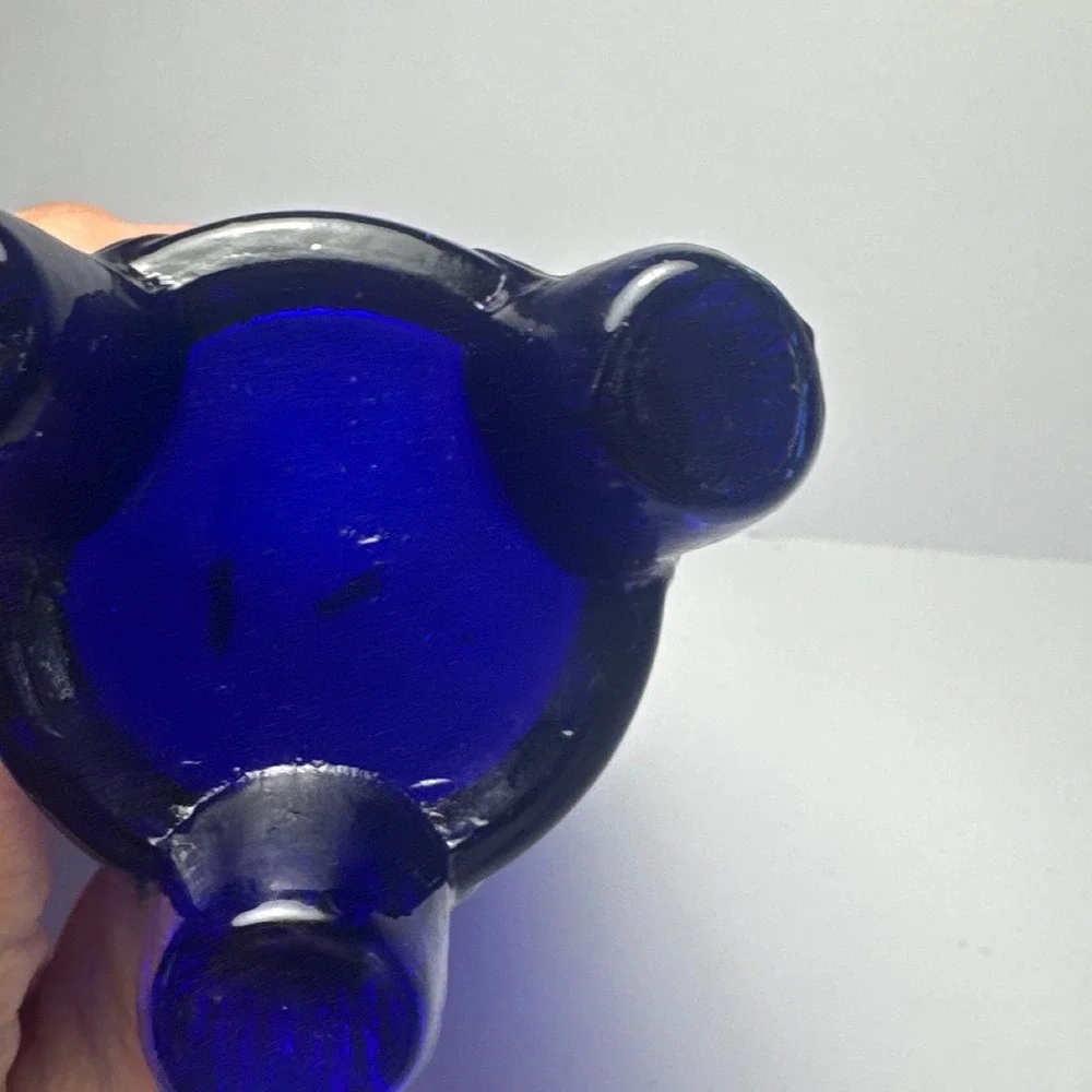 Vintage Northwood Cobalt Blue Grape Cluster Glass Hat Pin Holder 7